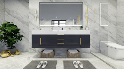 Bethany 72" Wall Mounted Bathroom Vanity with Reinforced Acrylic Integrated Sink Top