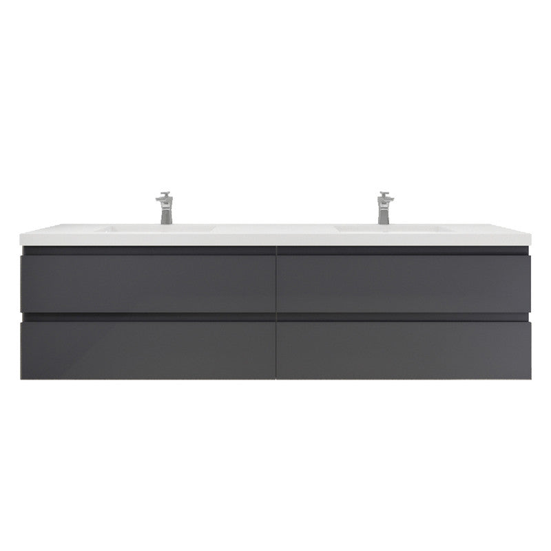 Bohemia Lina 84" Wall Mounted Bathroom Vanity with Reinforced Acrylic Integrated Sink Top