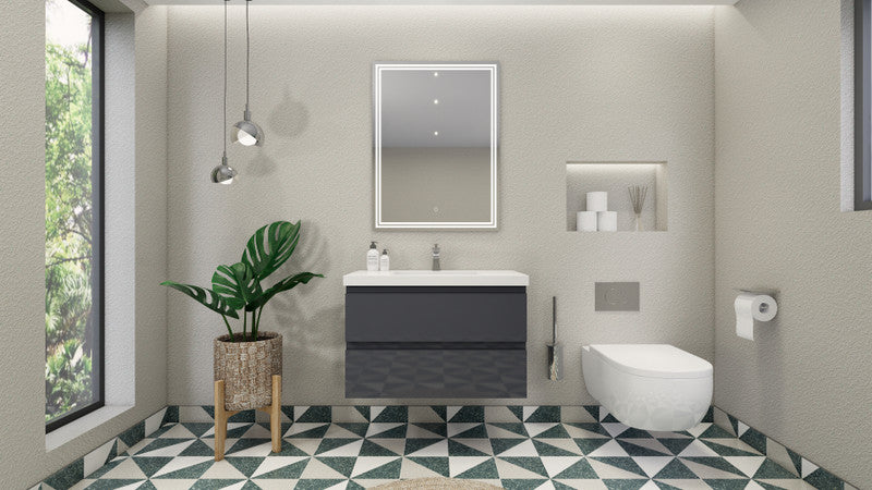 Bohemia Lina 36" Wall Mounted Bathroom Vanity with Reinforced Acrylic Integrated Sink Top