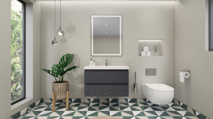 Bohemia Lina 36" Wall Mounted Bathroom Vanity with Reinforced Acrylic Integrated Sink Top