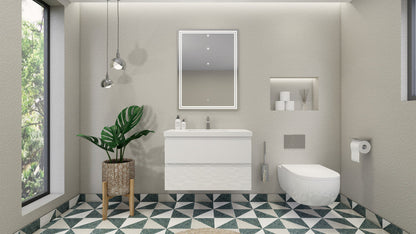 Bohemia Lina 36" Wall Mounted Bathroom Vanity with Reinforced Acrylic Integrated Sink Top