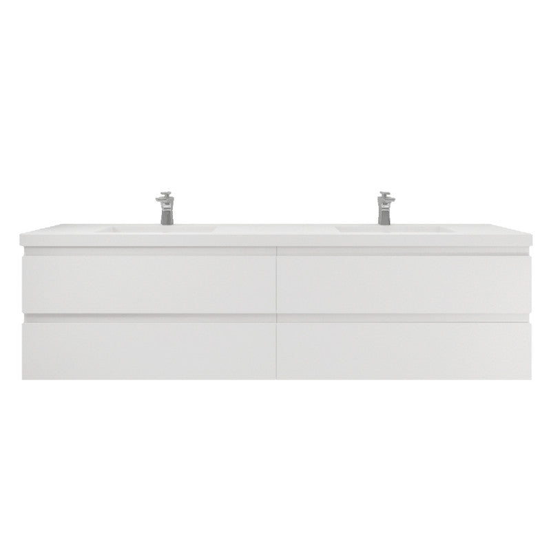 Bohemia Lina 84" Wall Mounted Bathroom Vanity with Reinforced Acrylic Integrated Sink Top