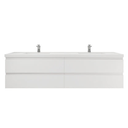 Bohemia Lina 84" Wall Mounted Bathroom Vanity with Reinforced Acrylic Integrated Sink Top