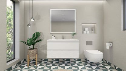 Bohemia Lina 42" Wall Mounted Bathroom Vanity with Reinforced Acrylic Integrated Sink Top