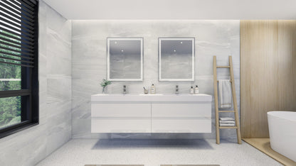 Fortune 84" Wall Mounted Bathroom Vanity with Reinforced Acrylic Integrated Sink Top
