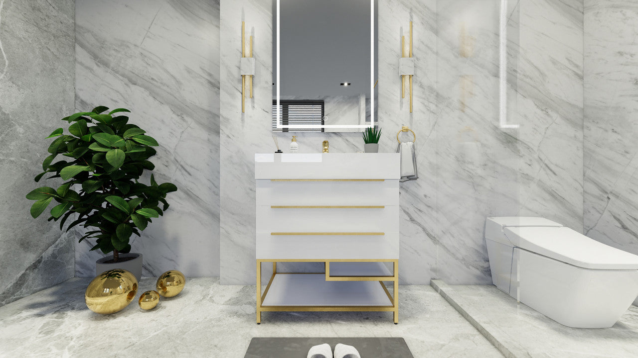 Bethany 30" Freestanding Bathroom Vanity with Reinforced Acrylic Integrated Sink Top