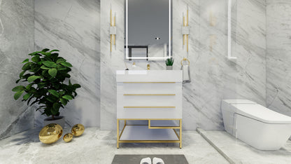 Bethany 30" Freestanding Bathroom Vanity with Reinforced Acrylic Integrated Sink Top