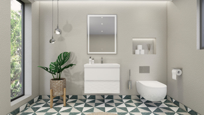 Bohemia Lina 30" Wall Mounted Bathroom Vanity with Reinforced Acrylic Integrated Sink Top