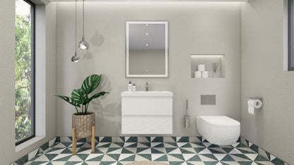 Bohemia Lina 30" Wall Mounted Bathroom Vanity with Reinforced Acrylic Integrated Sink Top