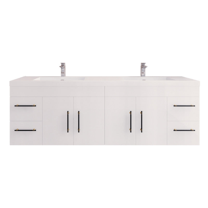 Elsa 72" Wall Mounted Bathroom Vanity with Reinforced Acrylic Integrated Sink Top