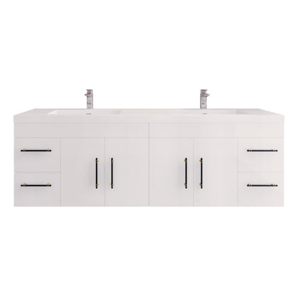 Elsa 72" Wall Mounted Bathroom Vanity with Reinforced Acrylic Integrated Sink Top