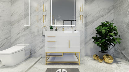 Bethany 36" Freestanding Bathroom Vanity with Reinforced Acrylic Integrated Sink Top