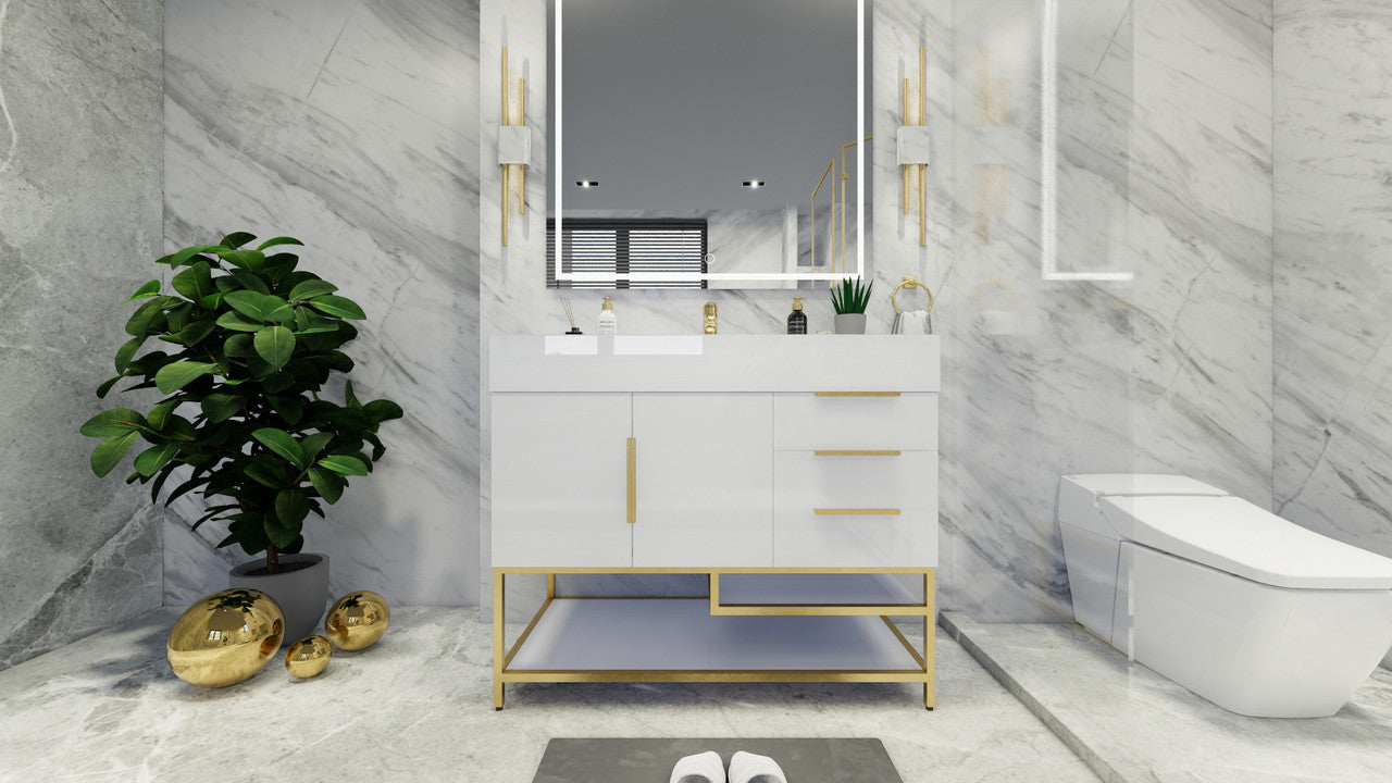 Bethany 42" Freestanding Bathroom Vanity with Reinforced Acrylic Integrated Sink Top