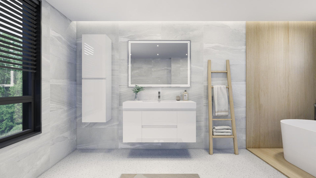 Fortune 48" Wall Mounted Bathroom Vanity with Reinforced Acrylic Integrated Sink Top