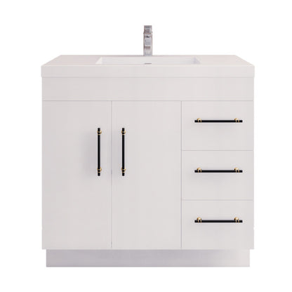 Elsa 36" Freestanding Bathroom Vanity with Reinforced Acrylic Integrated Sink Top