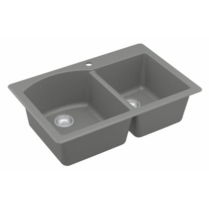 Stonera 32" Quartz Composite Top Mount Double Basin Kitchen Sink