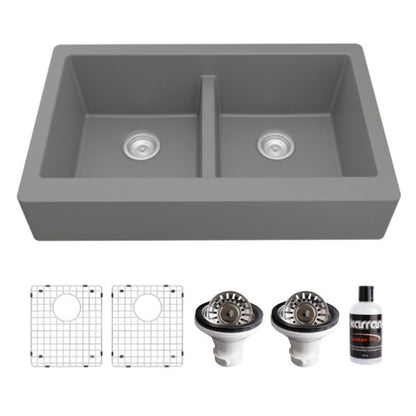 Petrodust 34" Quartz Composite Retrofit Apron / Farmhouse Kitchen Sink