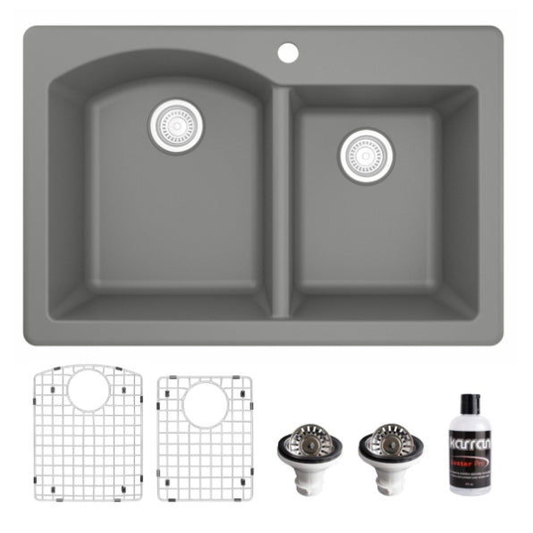 Stonera 32" Quartz Composite Top Mount Double Basin Kitchen Sink