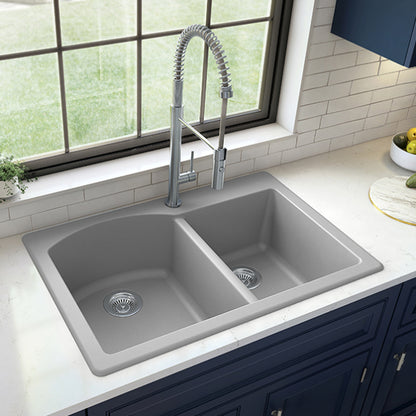 Stonera 32" Quartz Composite Top Mount Double Basin Kitchen Sink