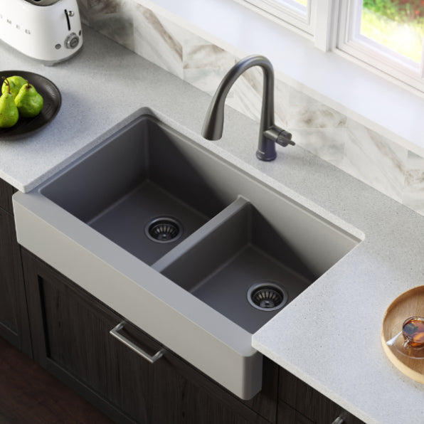 Petrodust 34" Quartz Composite Retrofit Apron / Farmhouse Kitchen Sink