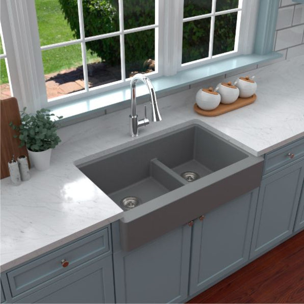 Petrodust 34" Quartz Composite Retrofit Apron / Farmhouse Kitchen Sink