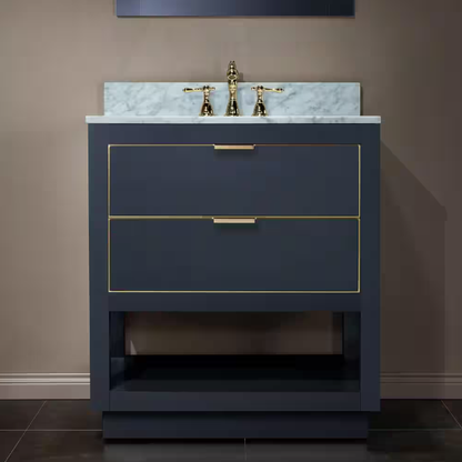 Venice 30" Freestanding Bathroom Vanity with Natural Carrara Marble Top