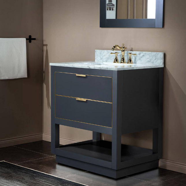 Venice 30" Freestanding Bathroom Vanity with Natural Carrara Marble Top