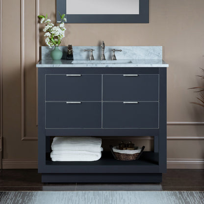 Venice 42" Freestanding Bathroom Vanity with Natural Carrara Marble Top