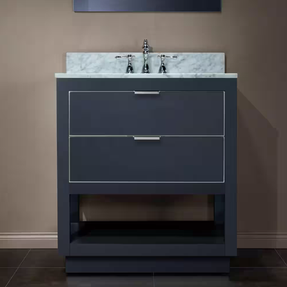 Venice 30" Freestanding Bathroom Vanity with Natural Carrara Marble Top