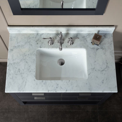 Venice 42" Freestanding Bathroom Vanity with Natural Carrara Marble Top