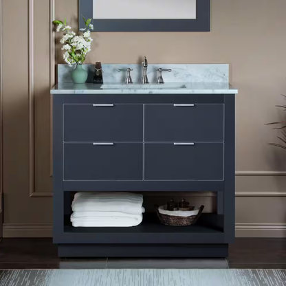 Venice 36" Freestanding Bathroom Vanity with Natural Carrara Marble Top