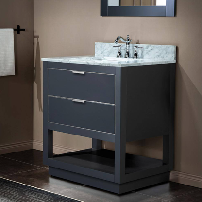 Venice 30" Freestanding Bathroom Vanity with Natural Carrara Marble Top