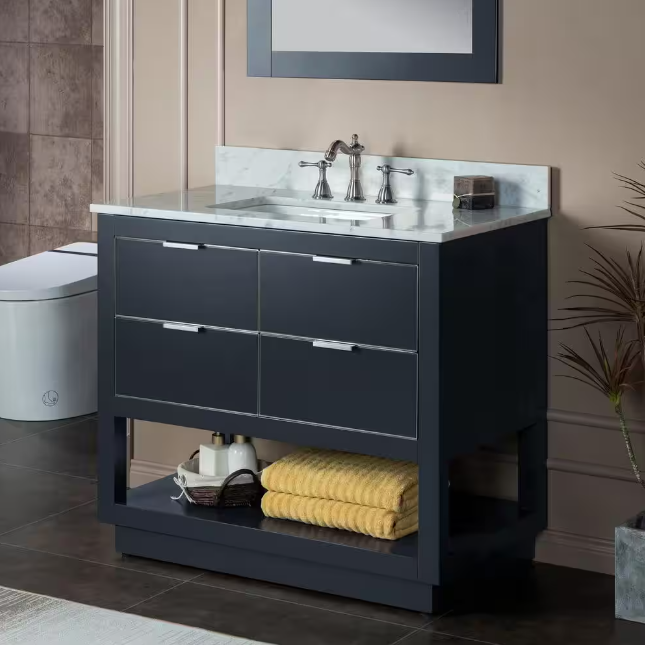 Venice 36" Freestanding Bathroom Vanity with Natural Carrara Marble Top