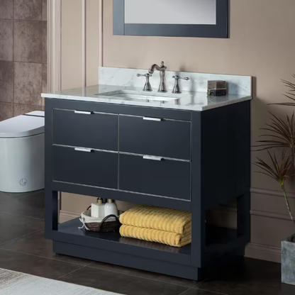 Venice 36" Freestanding Bathroom Vanity with Natural Carrara Marble Top