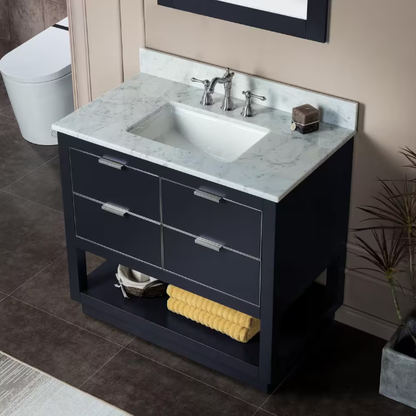 Venice 36" Freestanding Bathroom Vanity with Natural Carrara Marble Top