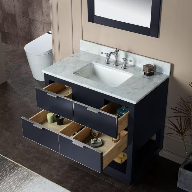 Venice 36" Freestanding Bathroom Vanity with Natural Carrara Marble Top