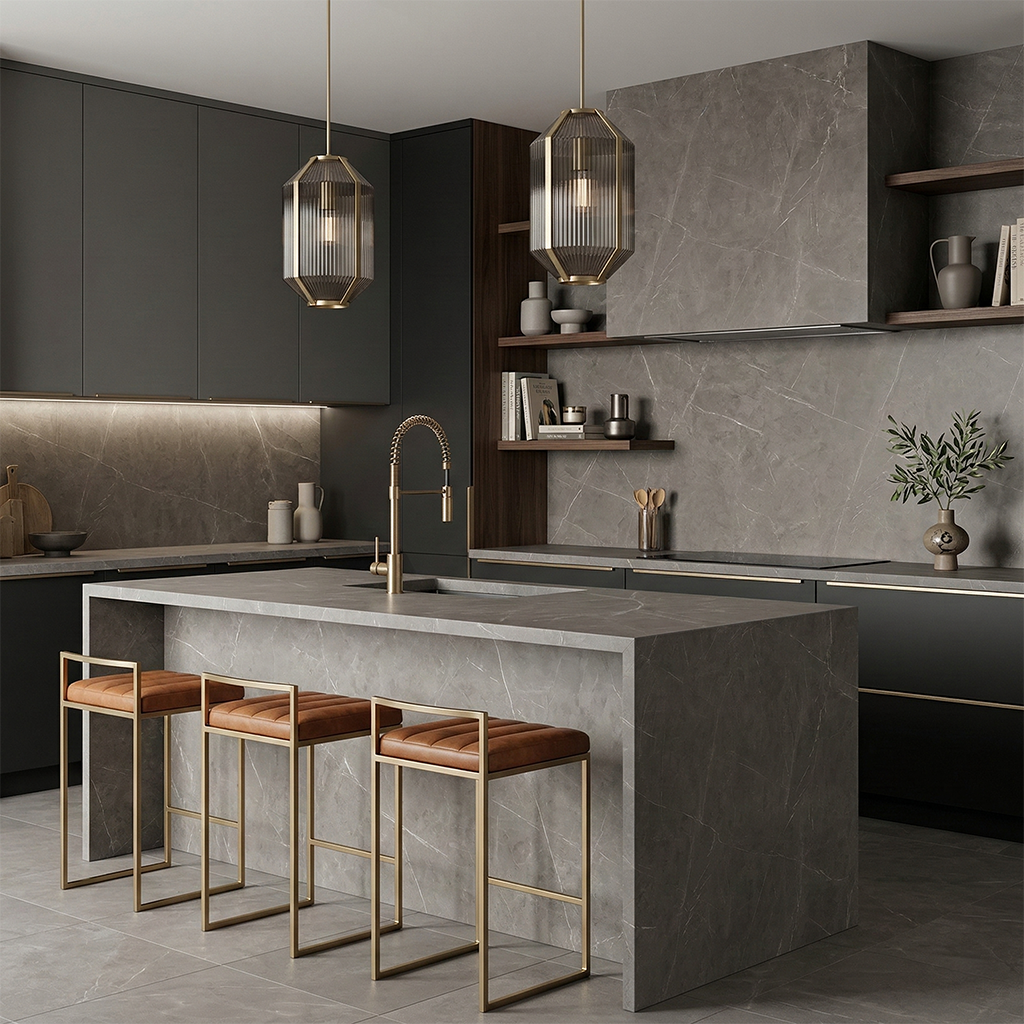 Atlas Plan PorcelainTop™ Grey Stone Italian Porcelain Slab
