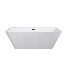 Load image into Gallery viewer, Harmony 59&quot; Glossy White Acrylic Freestanding Bathtub With Chrome Drain Cover &amp; Overflow Cover
