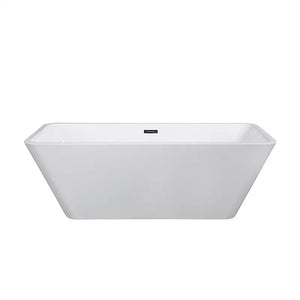 Harmony 59" Glossy White Acrylic Freestanding Bathtub With Chrome Drain Cover & Overflow Cover