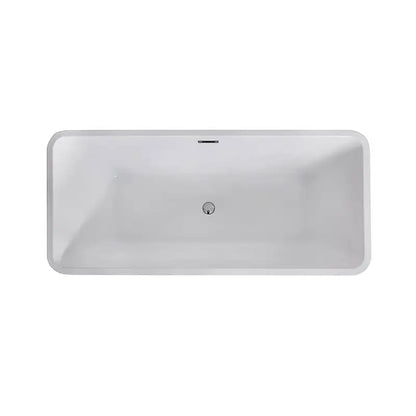 Harmony 59" Glossy White Acrylic Freestanding Bathtub With Chrome Drain Cover & Overflow Cover