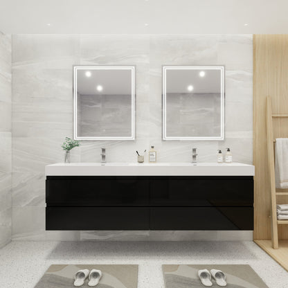 Fortune 84" Wall Mounted Bathroom Vanity with Reinforced Acrylic Integrated Sink Top