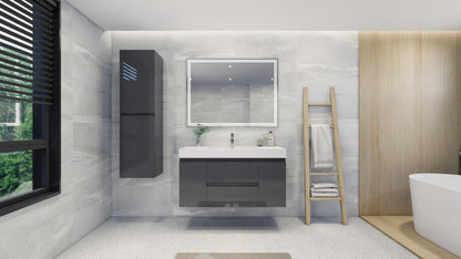 Fortune 48" Wall Mounted Bathroom Vanity with Reinforced Acrylic Integrated Sink Top