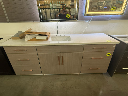 [CLEARANCE] 84" Aria Grey European Vanity with 6 Drawers [BASE ONLY]