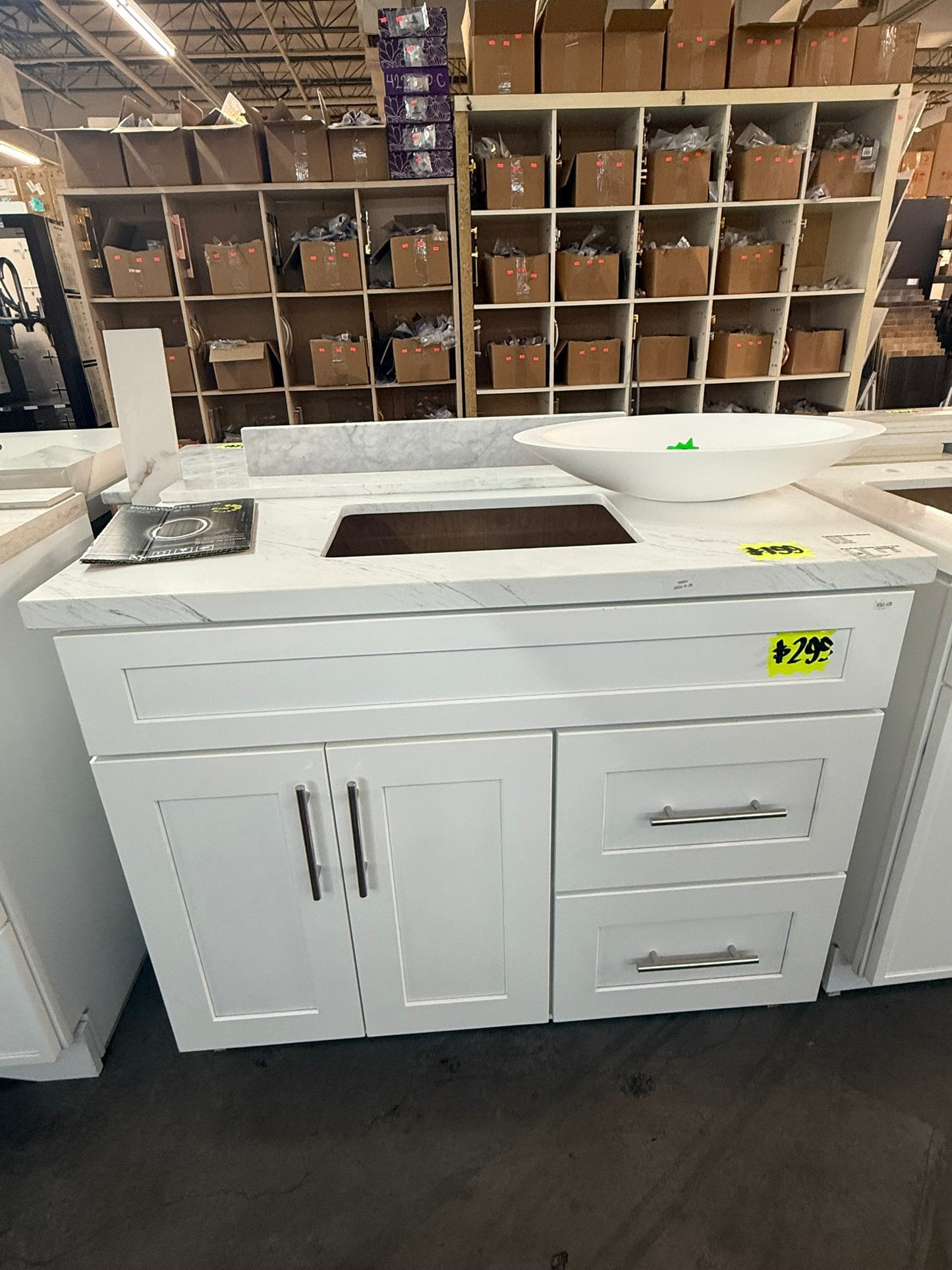 [CLEARANCE] 42" White Shaker Vanity with 2 Drawers [BASE ONLY]