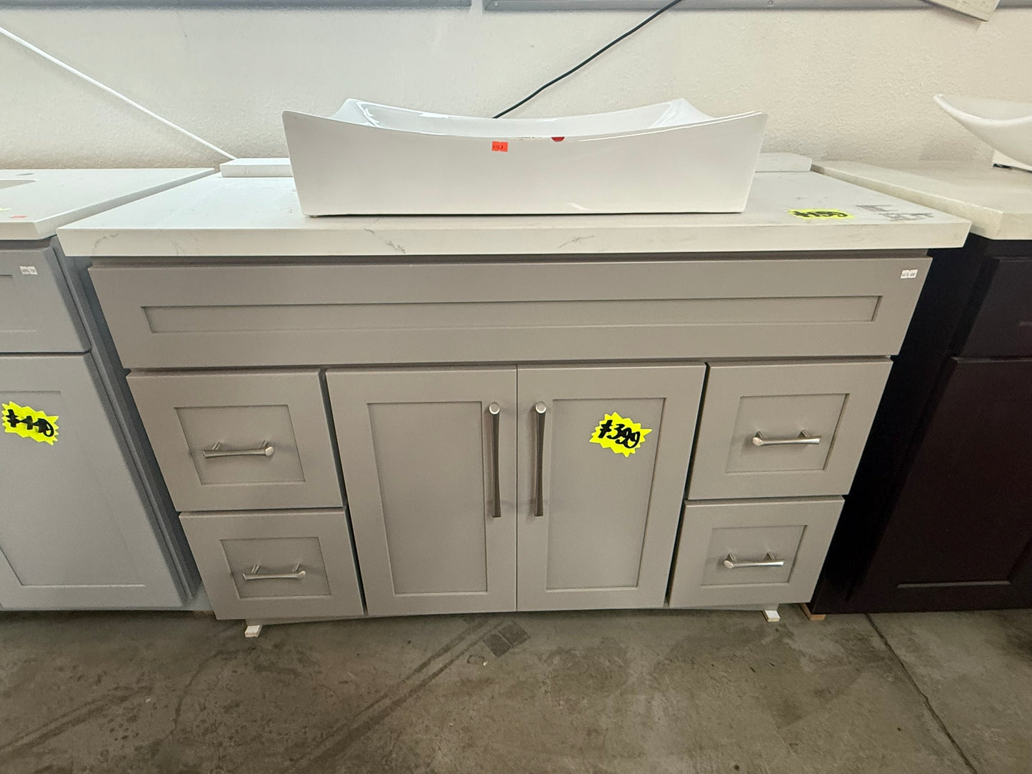 [CLEARANCE] 48" Grey Shaker Vanity with 4 Drawers [BASE ONLY]