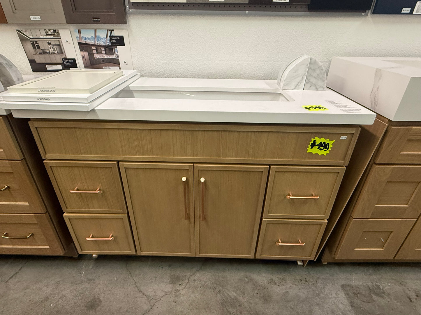 [CLEARANCE] 48" ES Oak Slim Shaker Vanity with 4 Drawers [BASE ONLY]