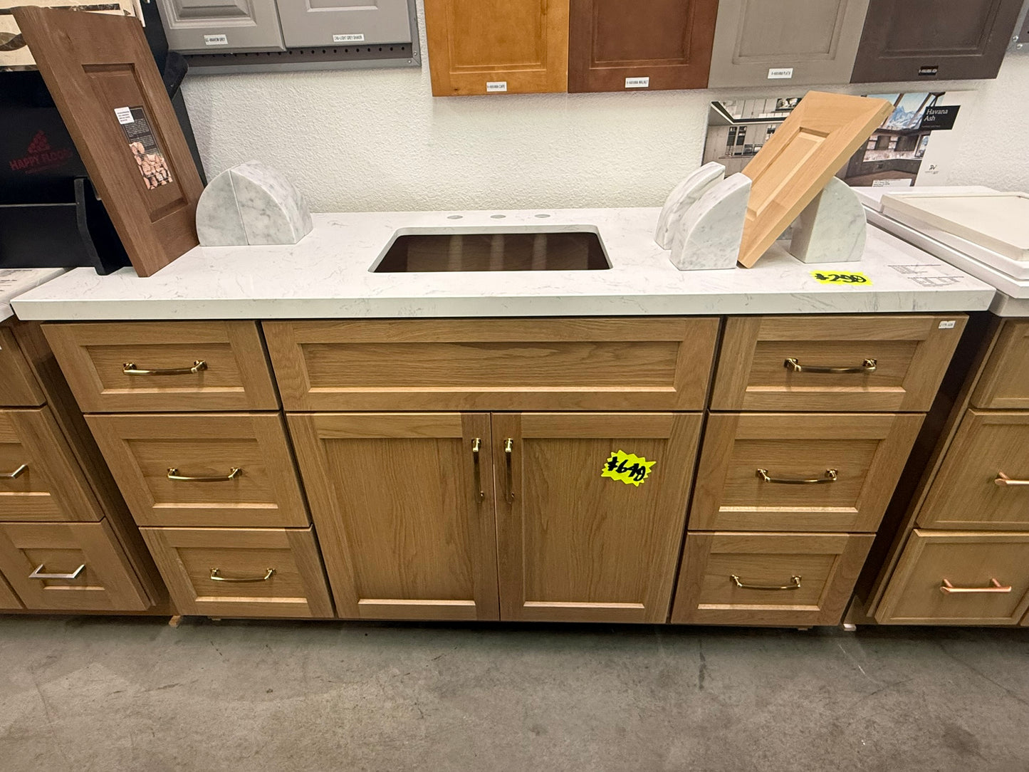 [CLEARANCE] 72" White Oak Shaker Vanity with 6 Drawers [BASE ONLY]