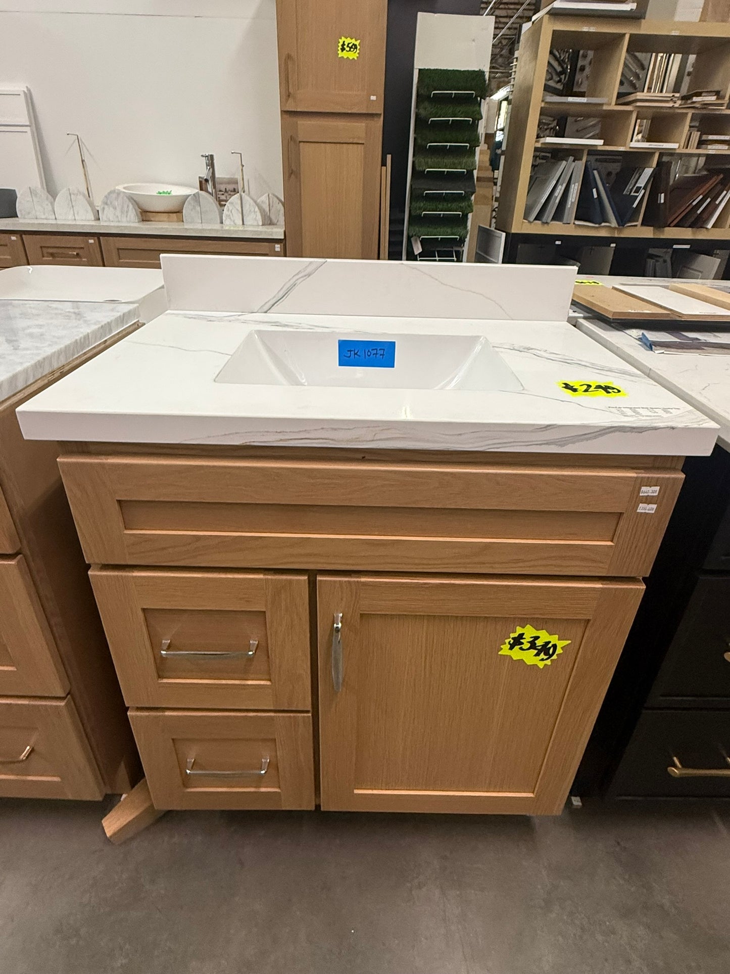 [CLEARANCE] 30" White Oak Shaker Vanity with 2 LEFT Drawers [BASE ONLY]