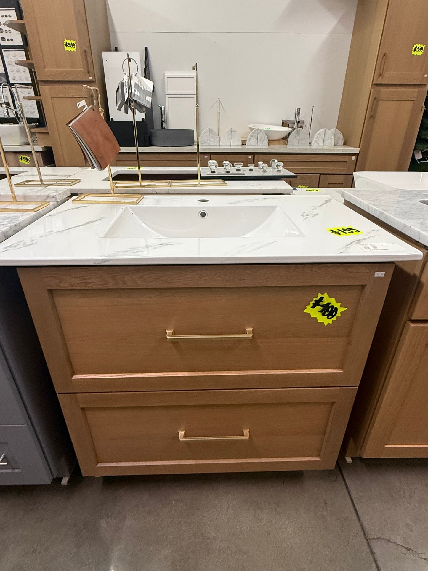 [CLEARANCE] 36" White Oak 2 Drawers only Shaker Vanity [BASE ONLY]