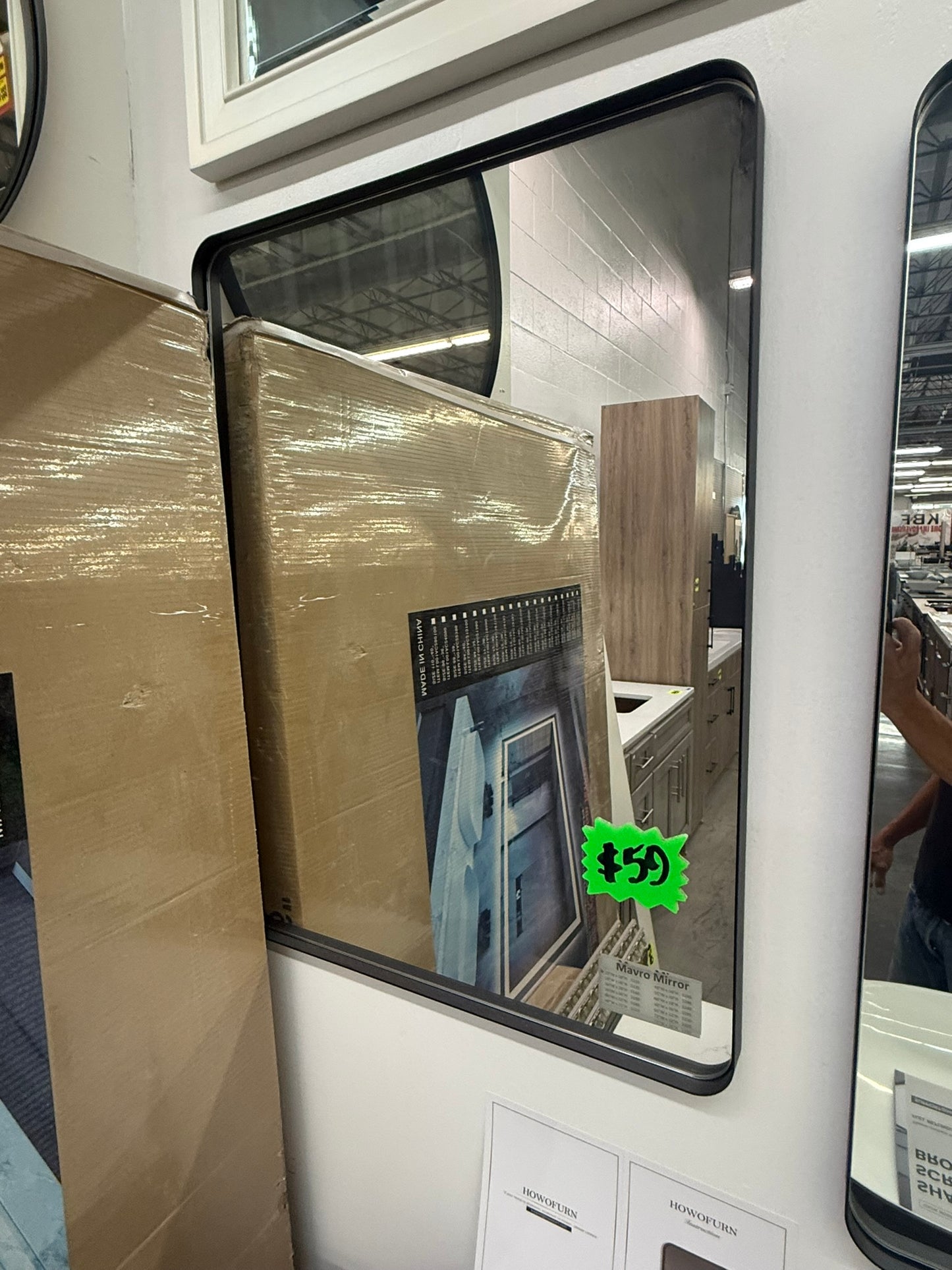 [CLEARANCE] 24" x 36" Mavro Mirror with Black Aluminum Frame and Tempered Glass